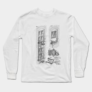 Fire Escape Vintage Patent Hand Drawing Long Sleeve T-Shirt